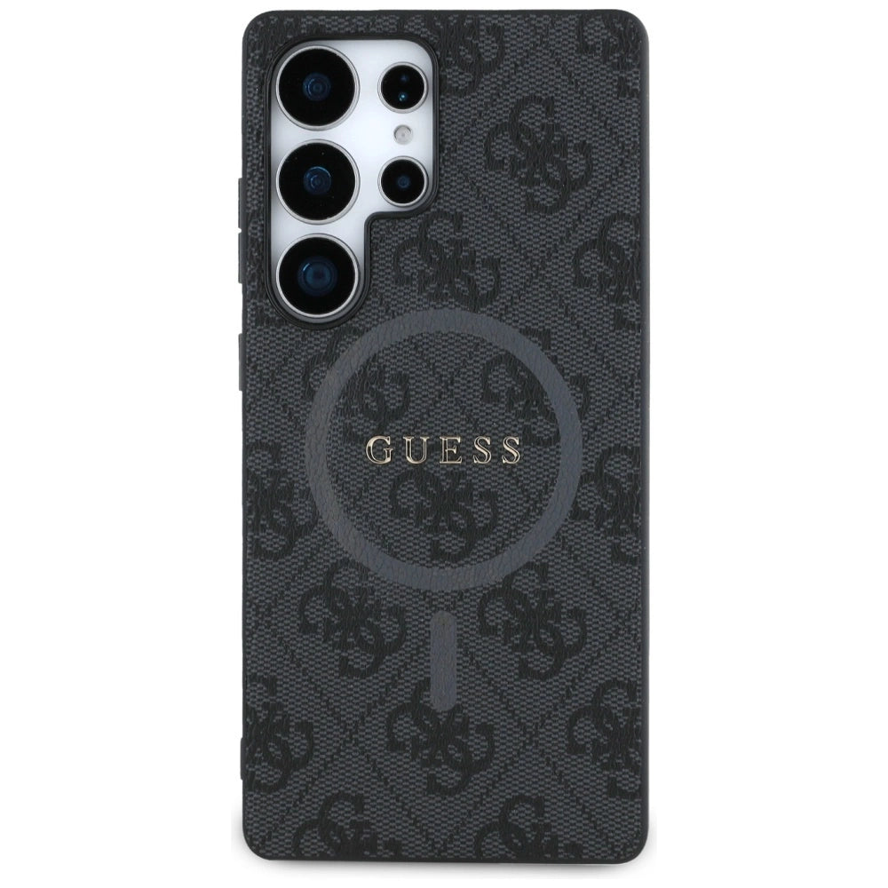 Guess læder 4G Colored Ring Classic Logo MagSafe Case Samsung Galaxy S25 Ultra sort