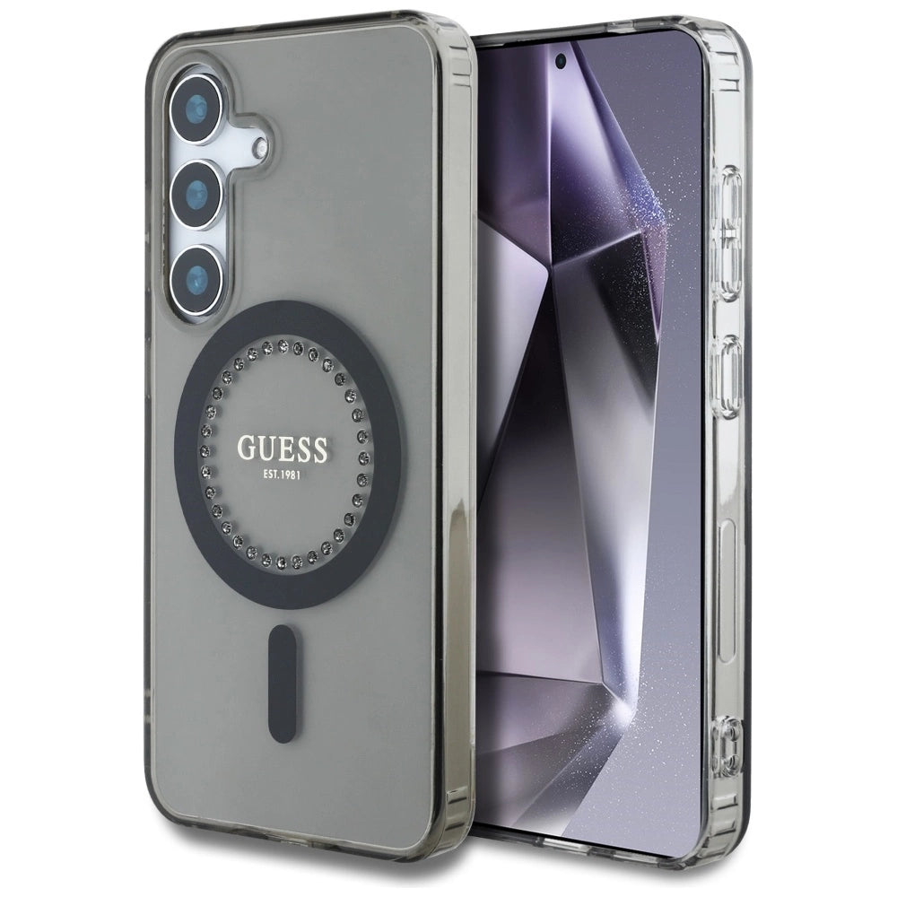 Guess Rhinestones Printed Classic Logo MagSafe Samsung Galaxy S25 case sort