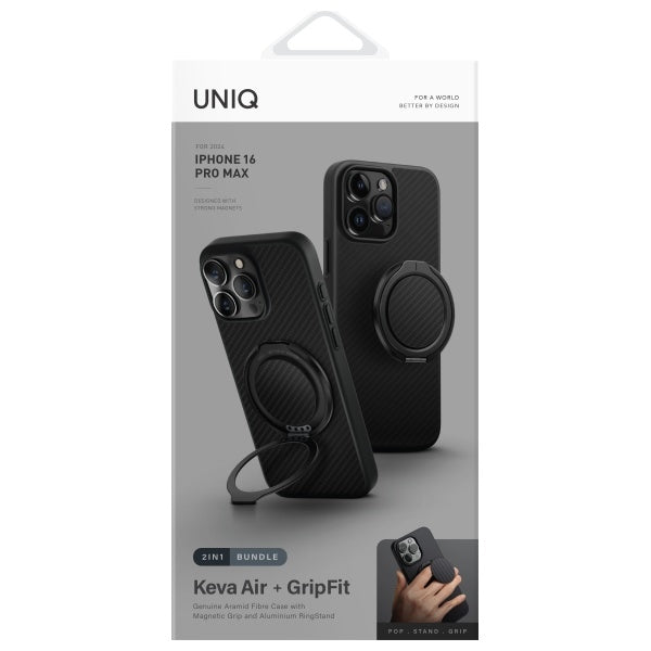 Uniq Keva Air iPhone 16 Pro Max 6.9" Magclick Opladningsfoder sort/kulsort