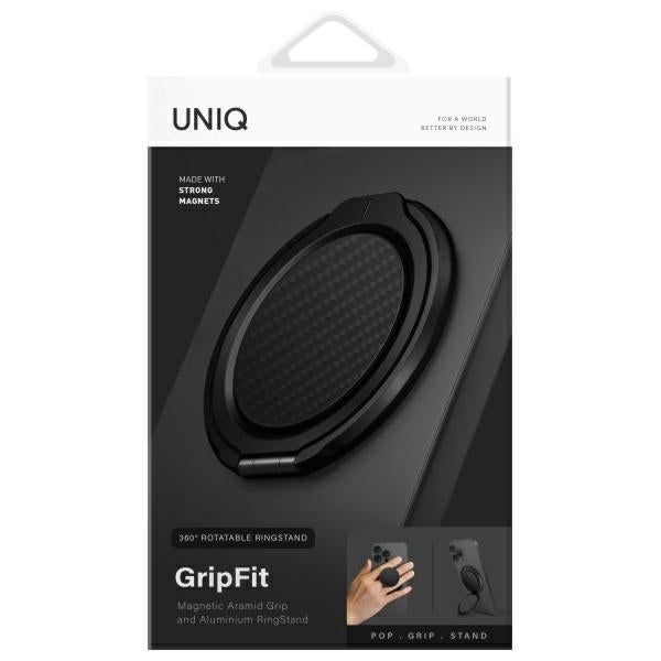 Uniq Gripfit Premium 360 Magnetisk Mount&Kickstand Magnetisk Holder sort/kulsort