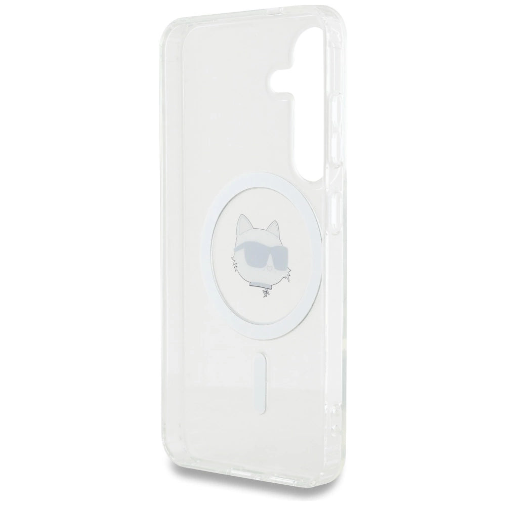 Case Karl Lagerfeld Button Choupette Head Printed Logo MagSafe Samsung Galaxy S25 white