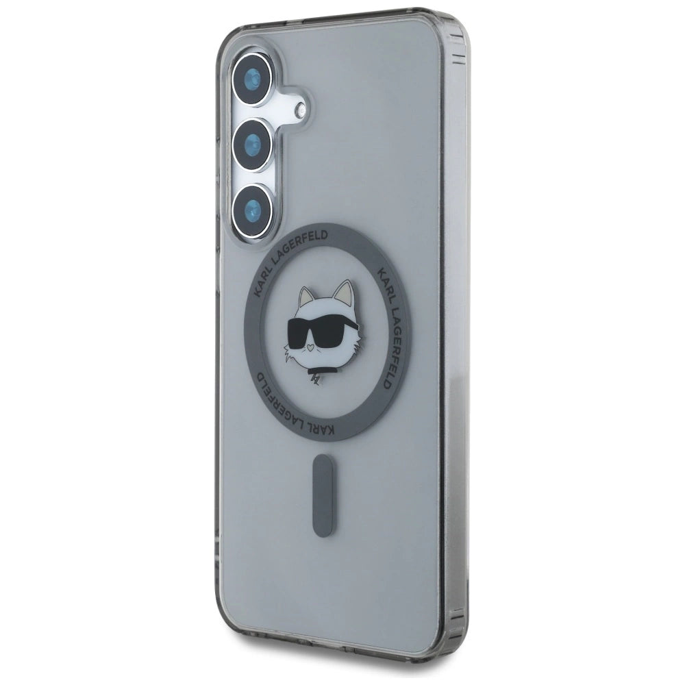 Karl Lagerfeld Button Choupette Head Printed Logo MagSafe Samsung Galaxy S25 case black