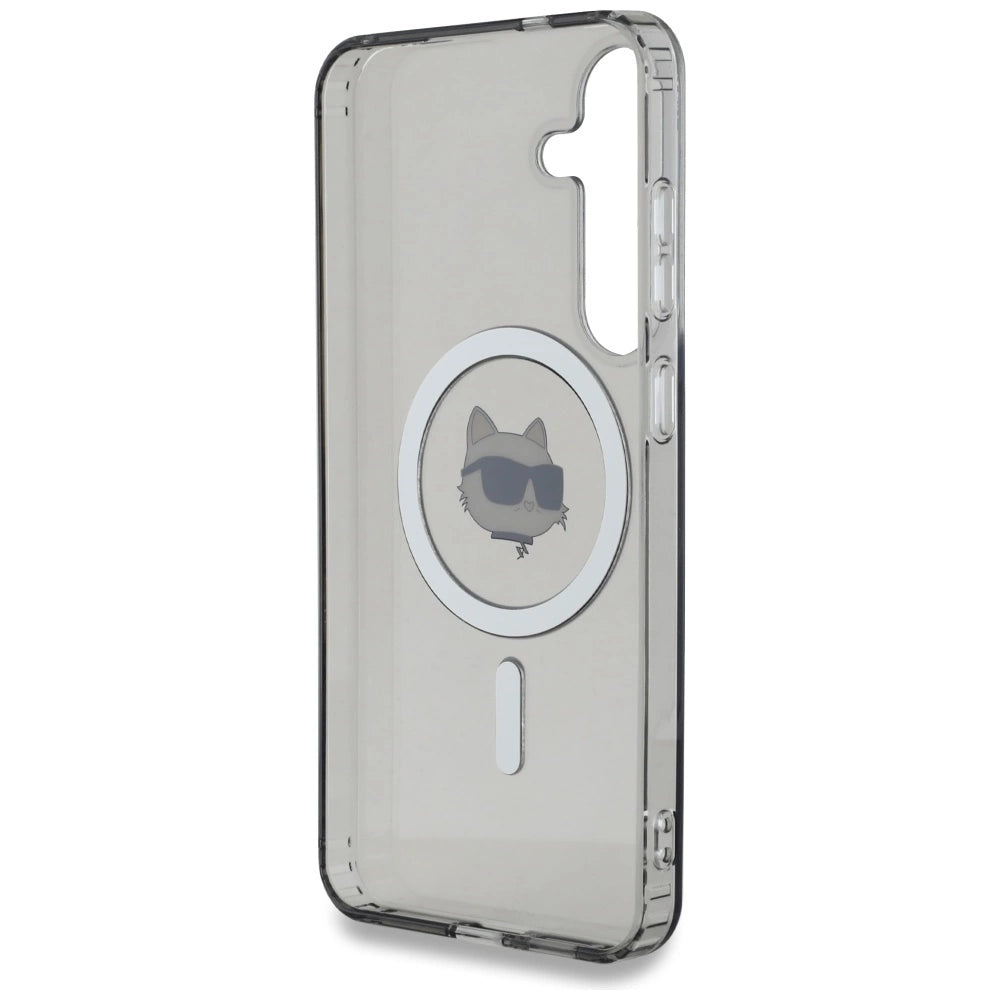 Karl Lagerfeld Button Choupette Head Printed Logo MagSafe Samsung Galaxy S25 case black