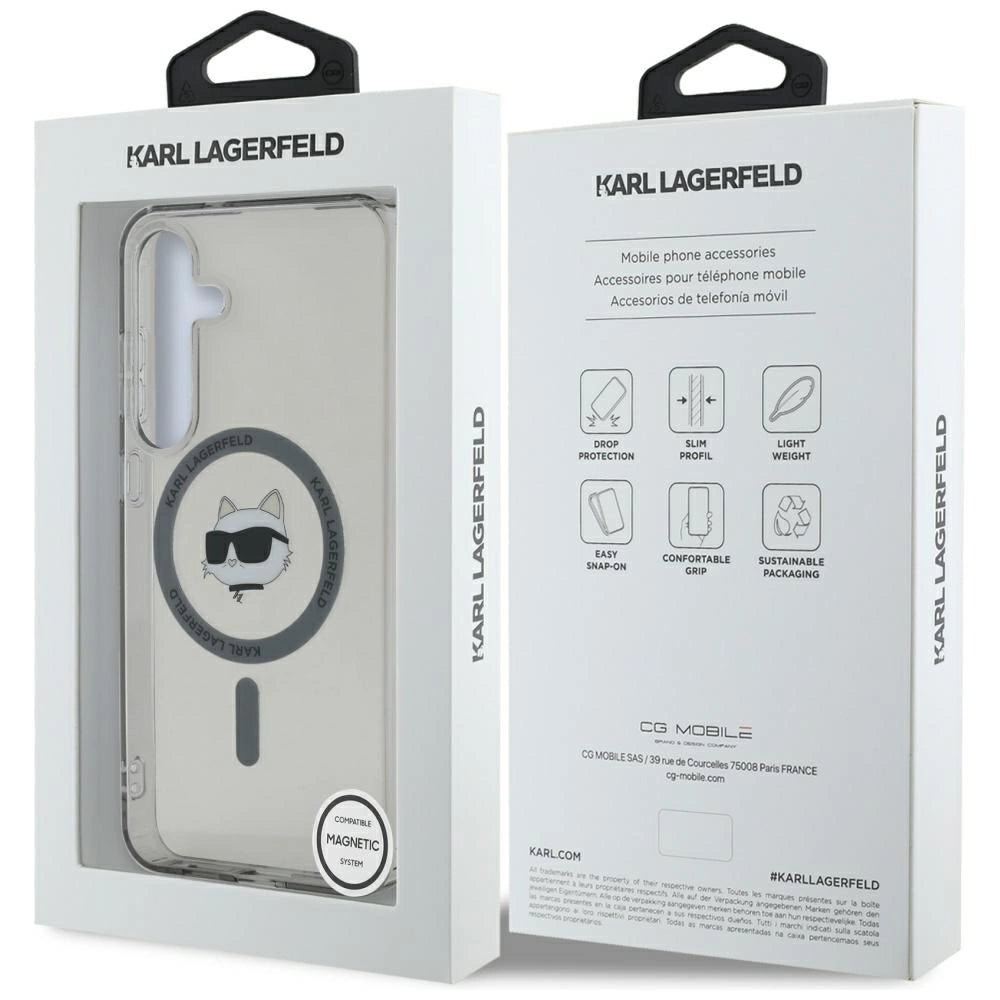 Karl Lagerfeld Button Choupette Head Printed Logo MagSafe Samsung Galaxy S25 case black