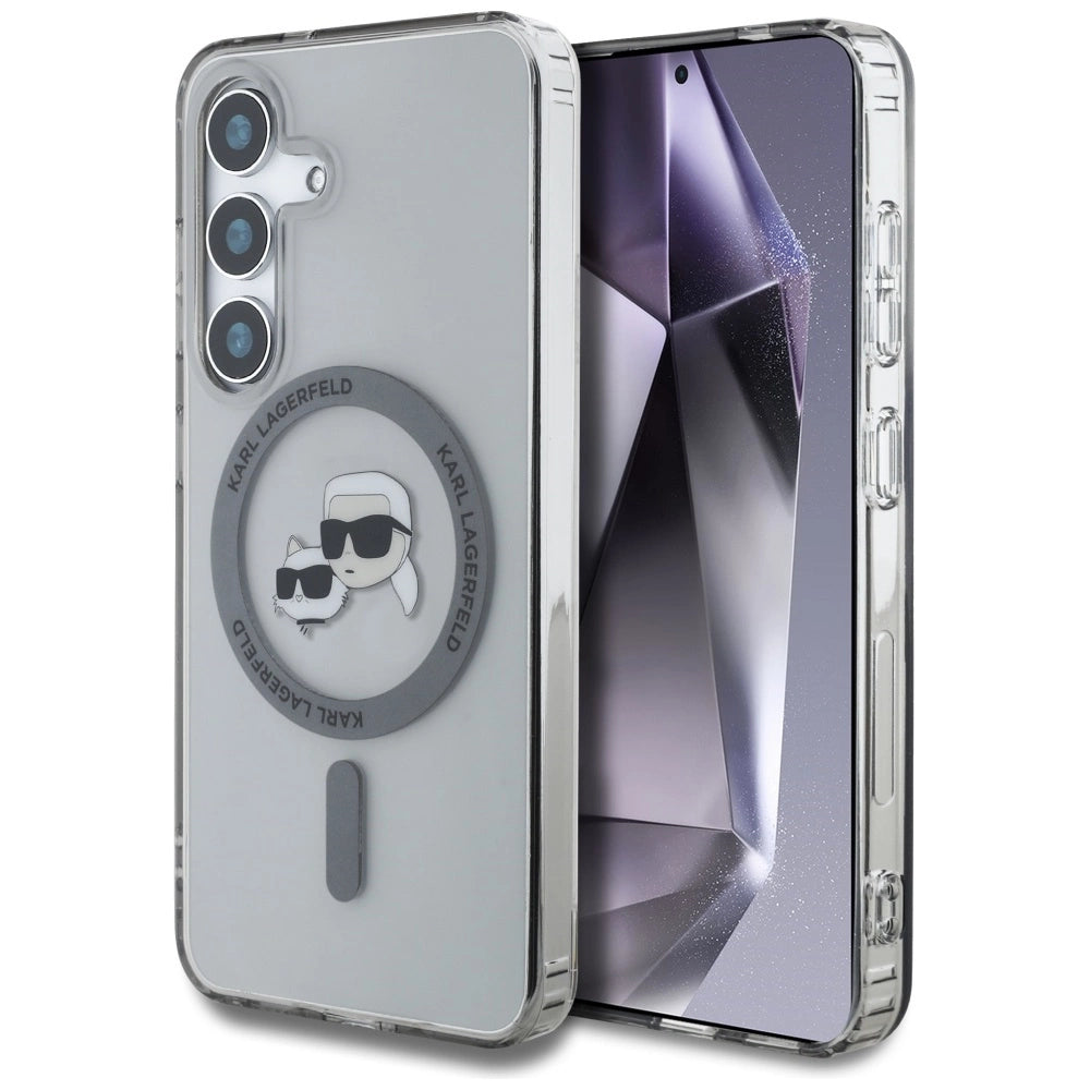 Karl Lagerfeld Button Karl & Choupette Heads Printed Logo MagSafe Samsung Galaxy S25 case black