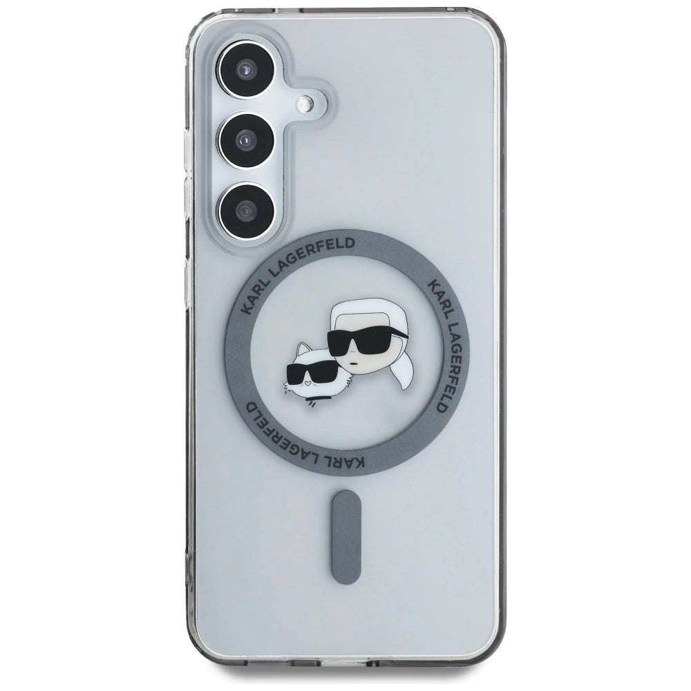 Karl Lagerfeld Button Karl & Choupette Heads Printed Logo MagSafe Samsung Galaxy S25 case black