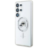 Case Karl Lagerfeld Button Karl & Choupette Heads Printed Logo MagSafe Samsung Galaxy S25 Ultra hvid
