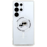 Case Karl Lagerfeld Button Karl & Choupette Heads Printed Logo MagSafe Samsung Galaxy S25 Ultra hvid