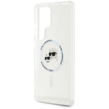 Case Karl Lagerfeld Button Karl & Choupette Heads Printed Logo MagSafe Samsung Galaxy S25 Ultra hvid