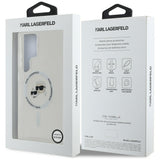 Case Karl Lagerfeld Button Karl & Choupette Heads Printed Logo MagSafe Samsung Galaxy S25 Ultra hvid