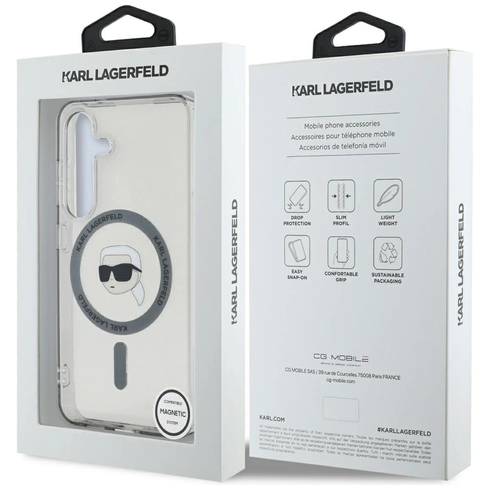 Case Karl Lagerfeld Button Karl Head Printed Logo MagSafe Samsung Galaxy S25 black