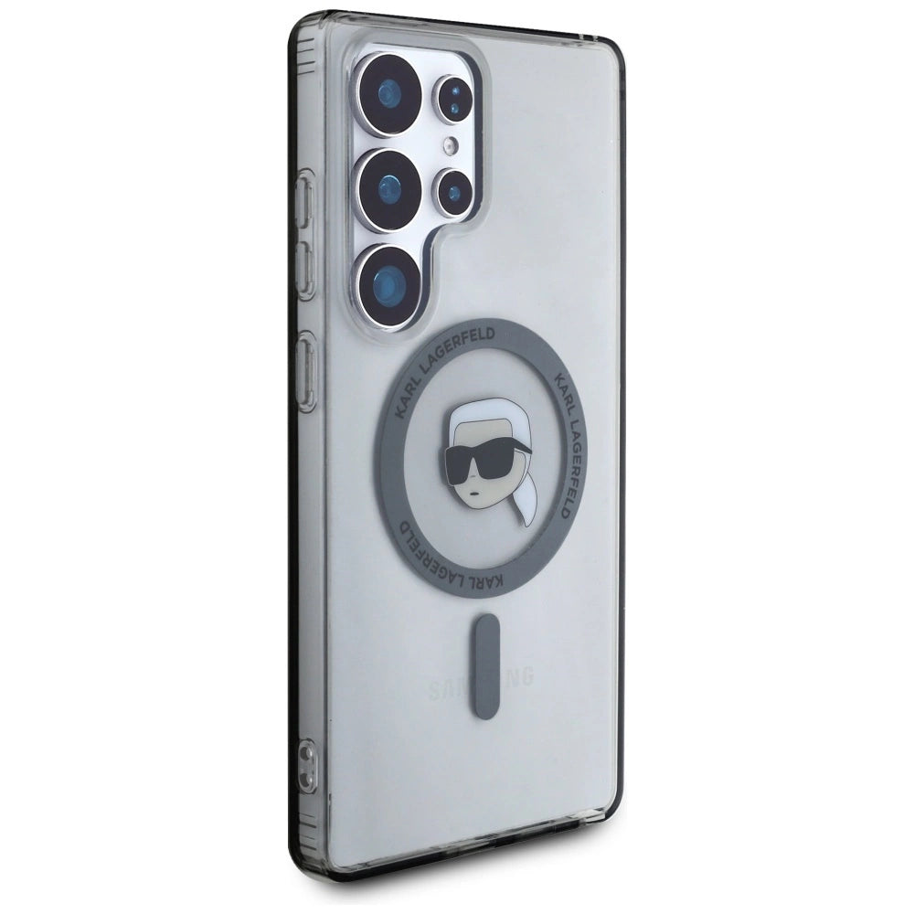 Case Karl Lagerfeld Button Karl Head Printed Logo MagSafe Samsung Galaxy S25 Ultra black