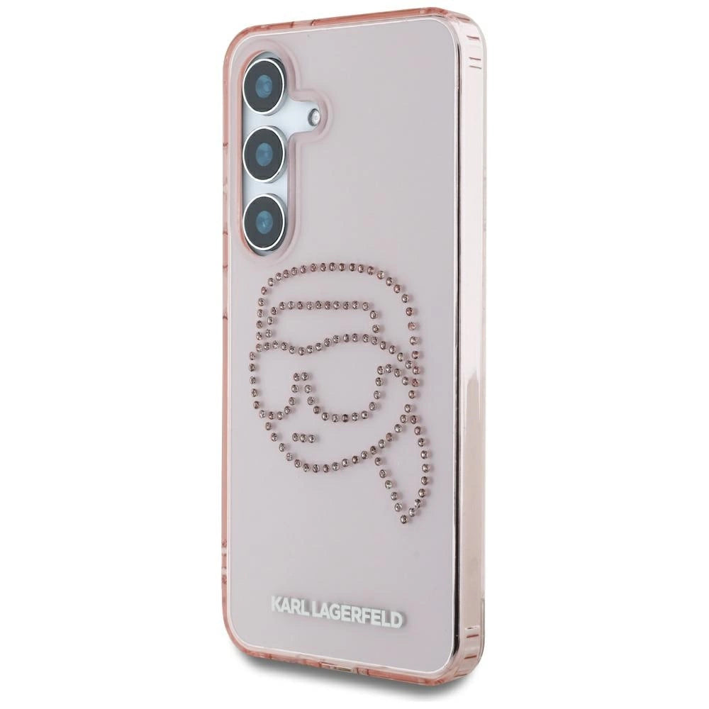 Karl Lagerfeld Rhinestones K. Head Logo Samsung Galaxy S25 Case Pink