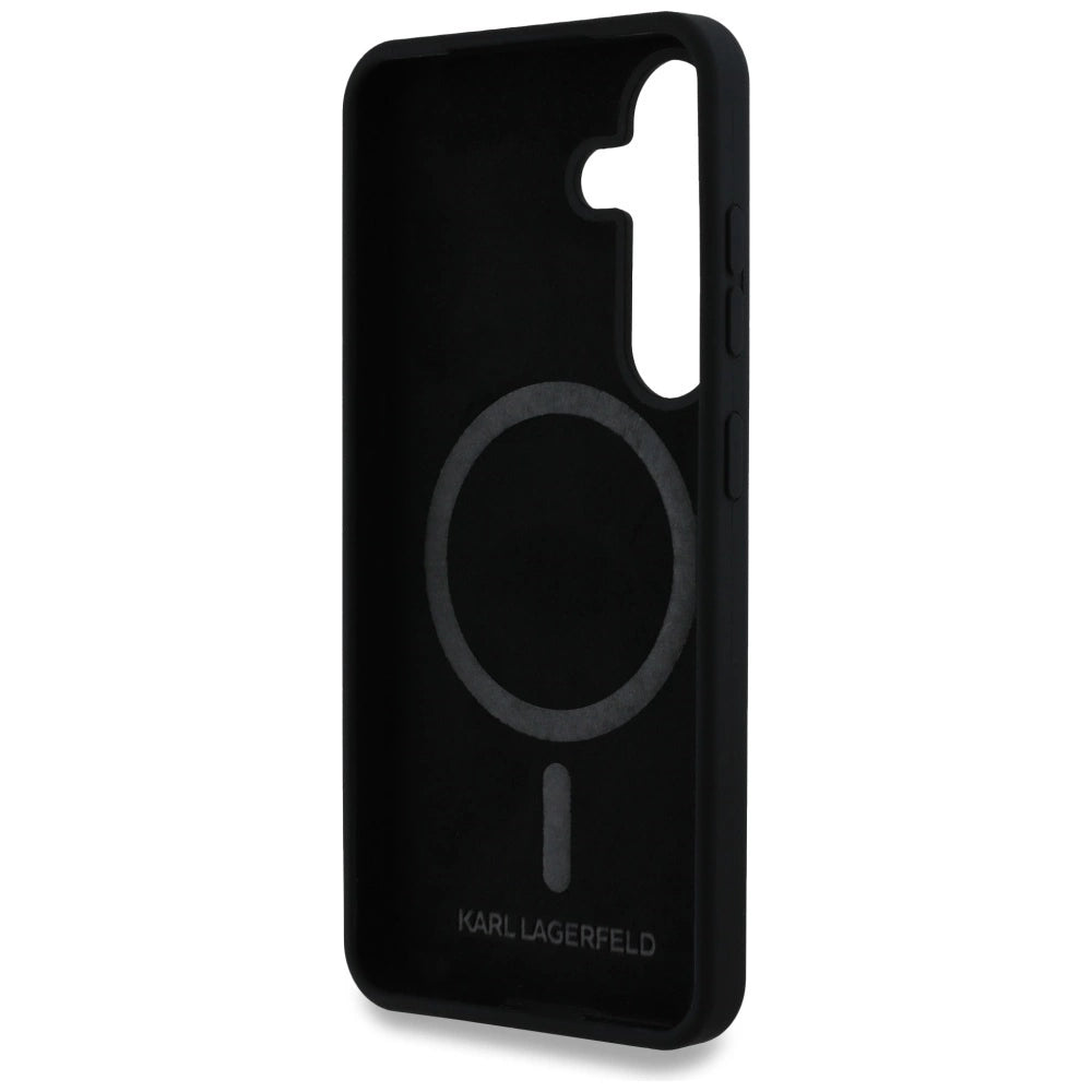 Karl Lagerfeld Silicone Double Heads And Circle MagSafe Samsung Galaxy S25 Plus case black