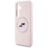 Karl Lagerfeld Silicone Double Heads And Circle MagSafe Samsung Galaxy S25 Plus Case Pink