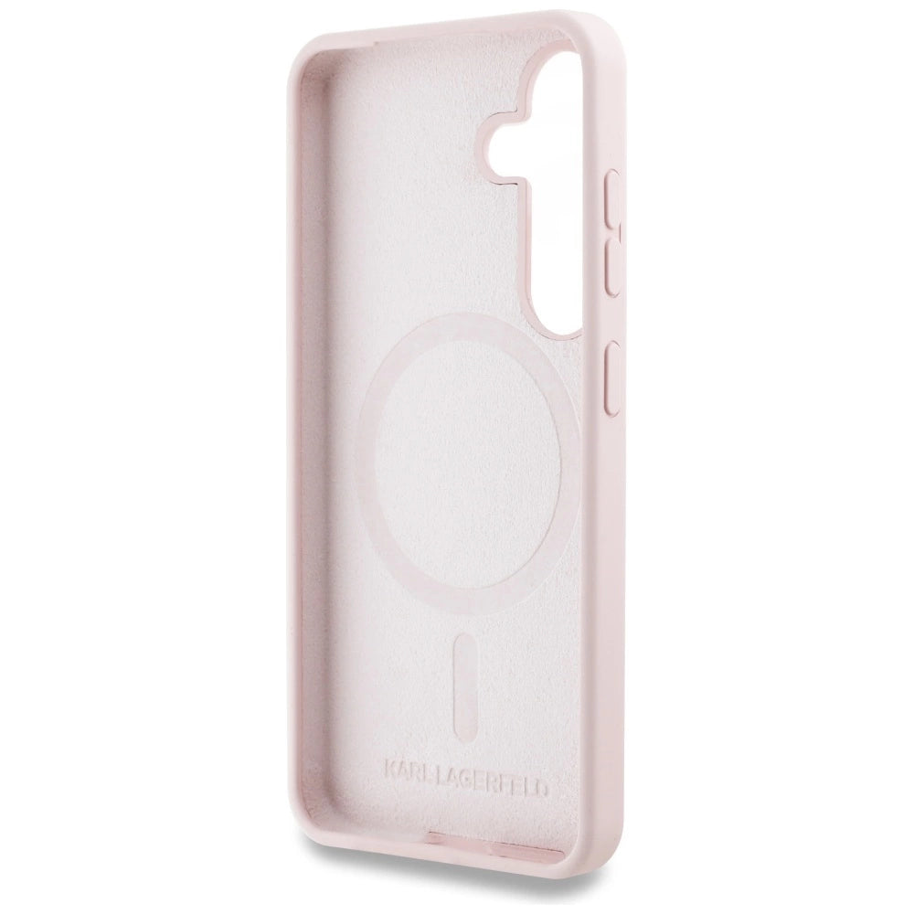 Karl Lagerfeld Silicone Double Heads And Circle MagSafe Samsung Galaxy S25 Plus Case Pink