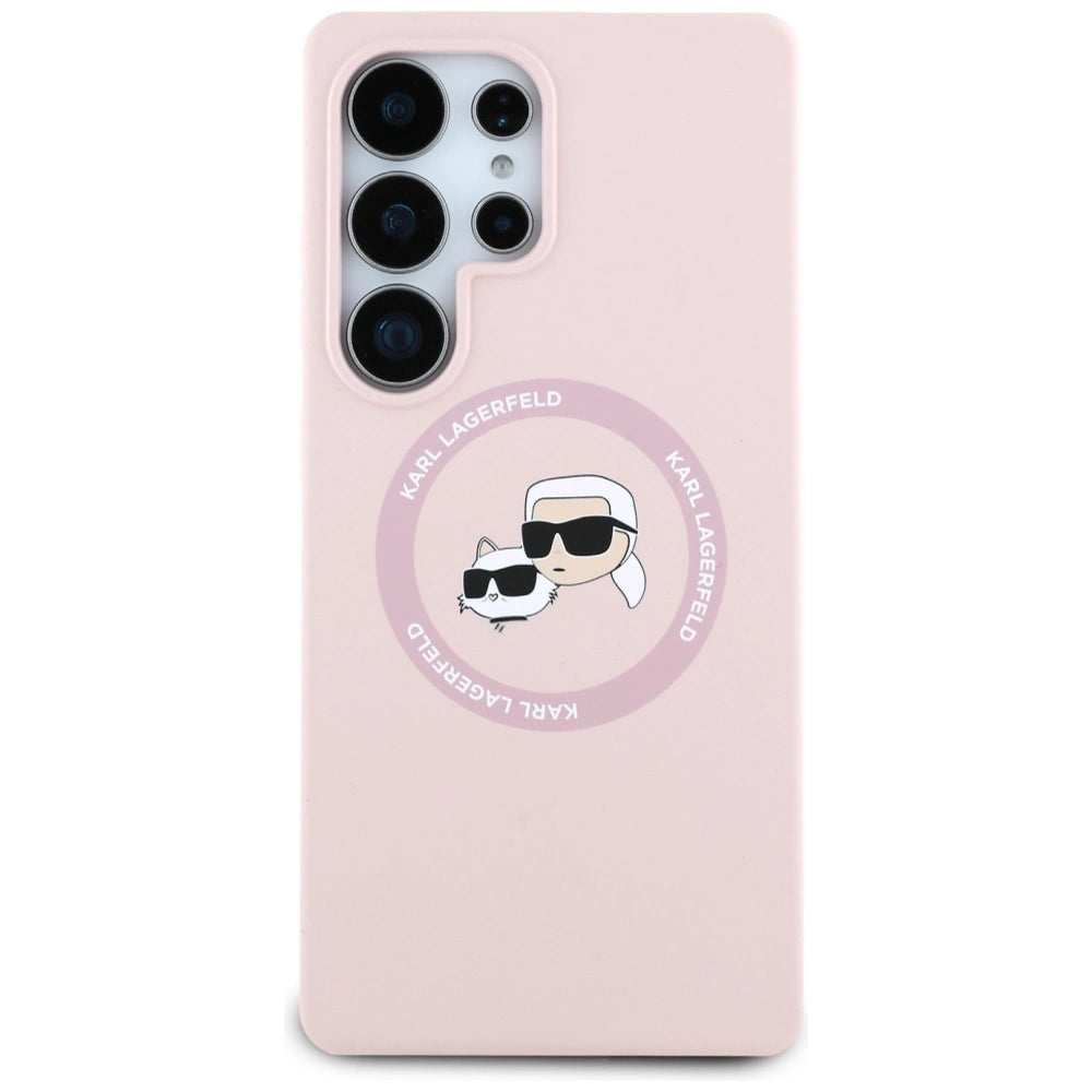 Karl Lagerfeld Silicone Double Heads And Circle MagSafe Samsung Galaxy S25 Ultra Case Pink