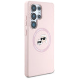 Karl Lagerfeld Silicone Double Heads And Circle MagSafe Samsung Galaxy S25 Ultra Case Pink