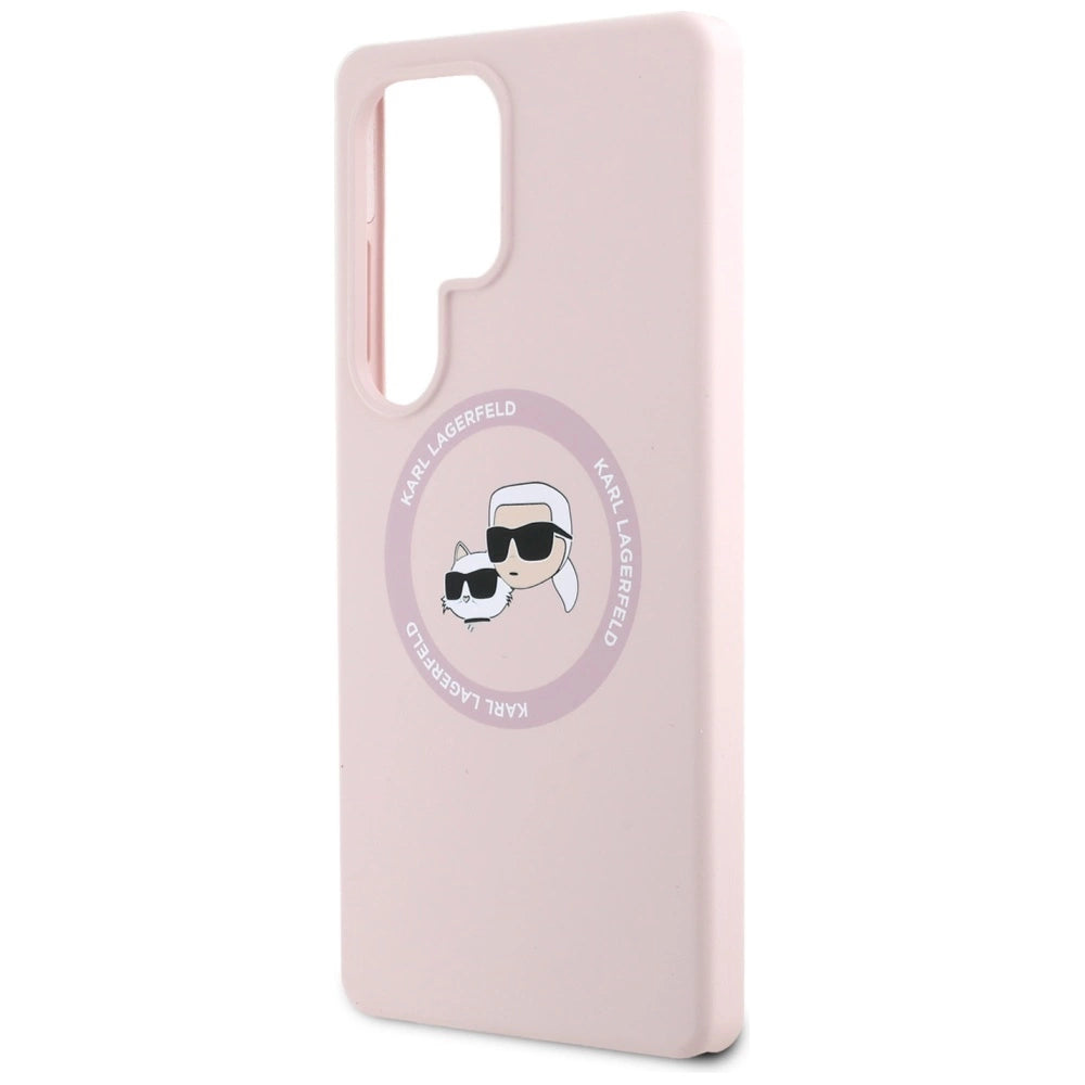 Karl Lagerfeld Silicone Double Heads And Circle MagSafe Samsung Galaxy S25 Ultra Case Pink