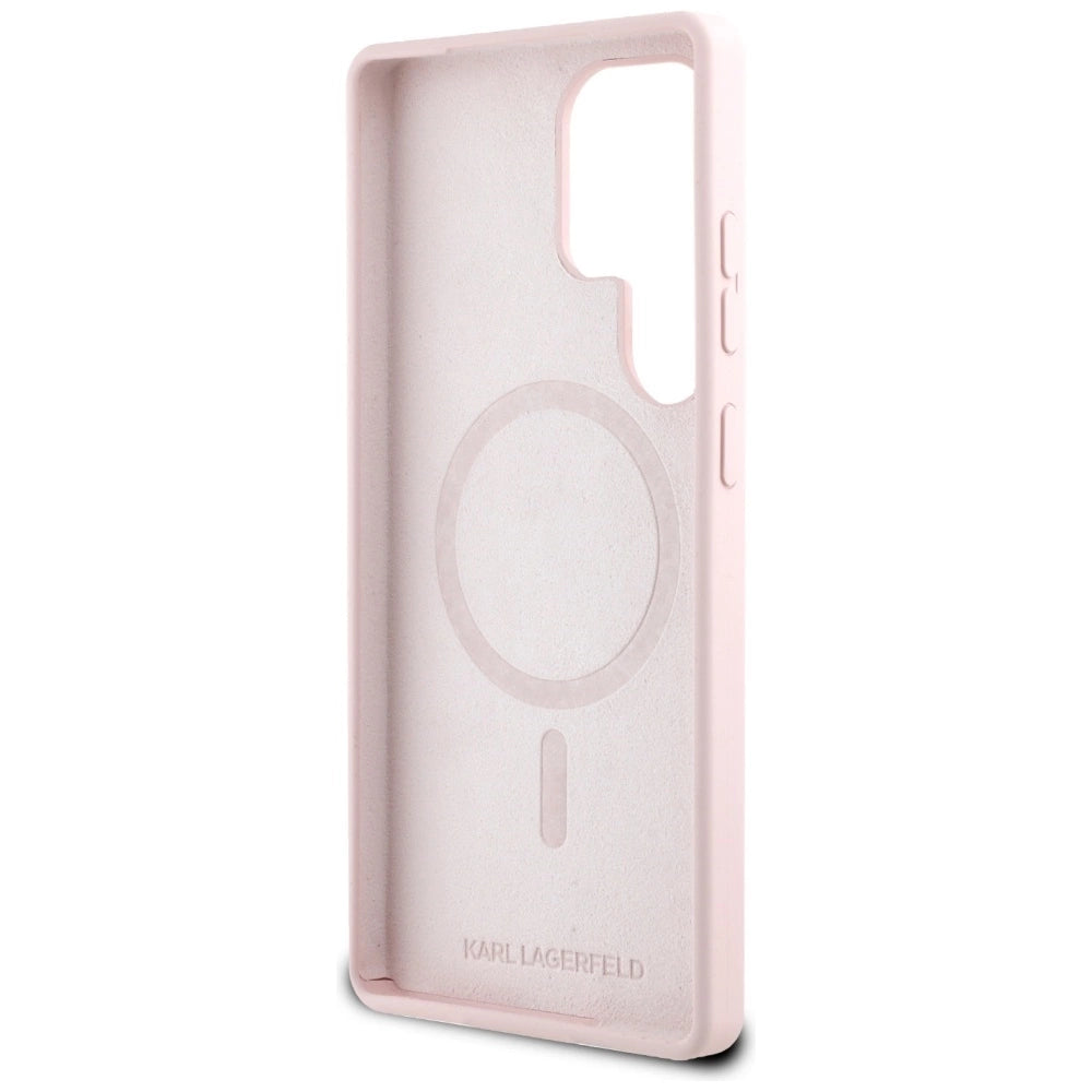 Karl Lagerfeld Silicone Double Heads And Circle MagSafe Samsung Galaxy S25 Ultra Case Pink