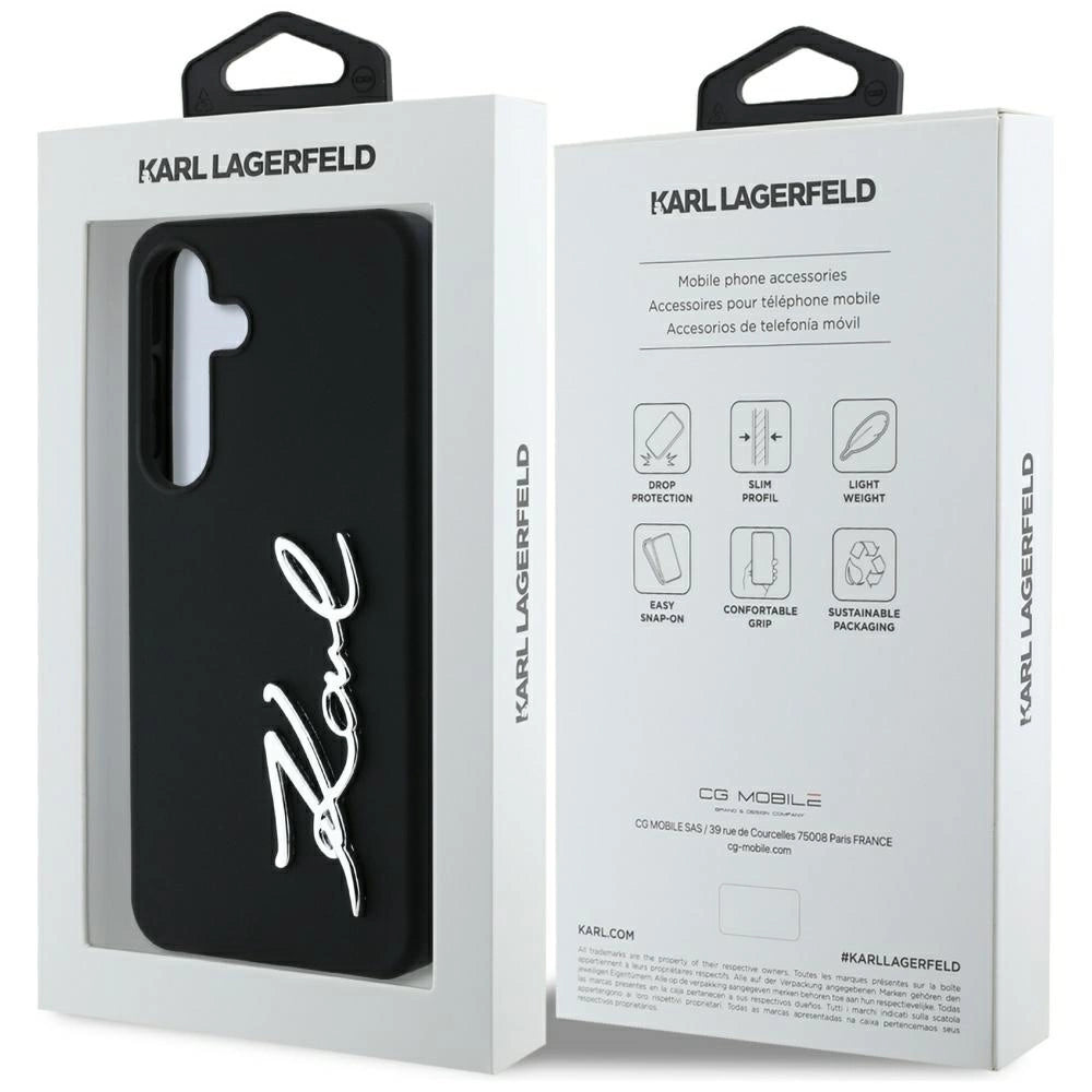 Case Karl Lagerfeld Silicone Metal Signature Logo Samsung Galaxy S25 black
