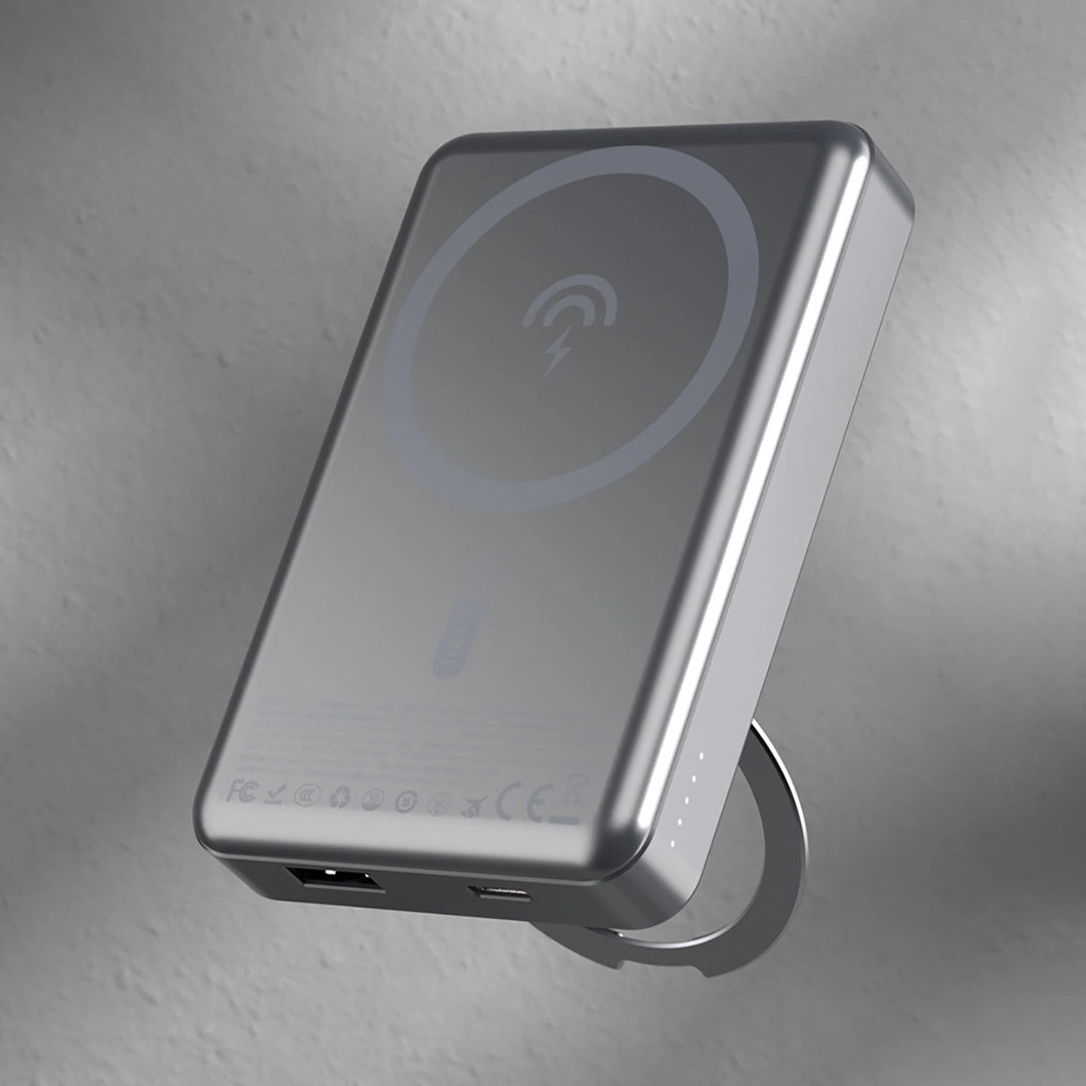 Dudao K28 10000mAh PD 22.5W MagSafe Powerbank med metalkasse og ringstand - Grå