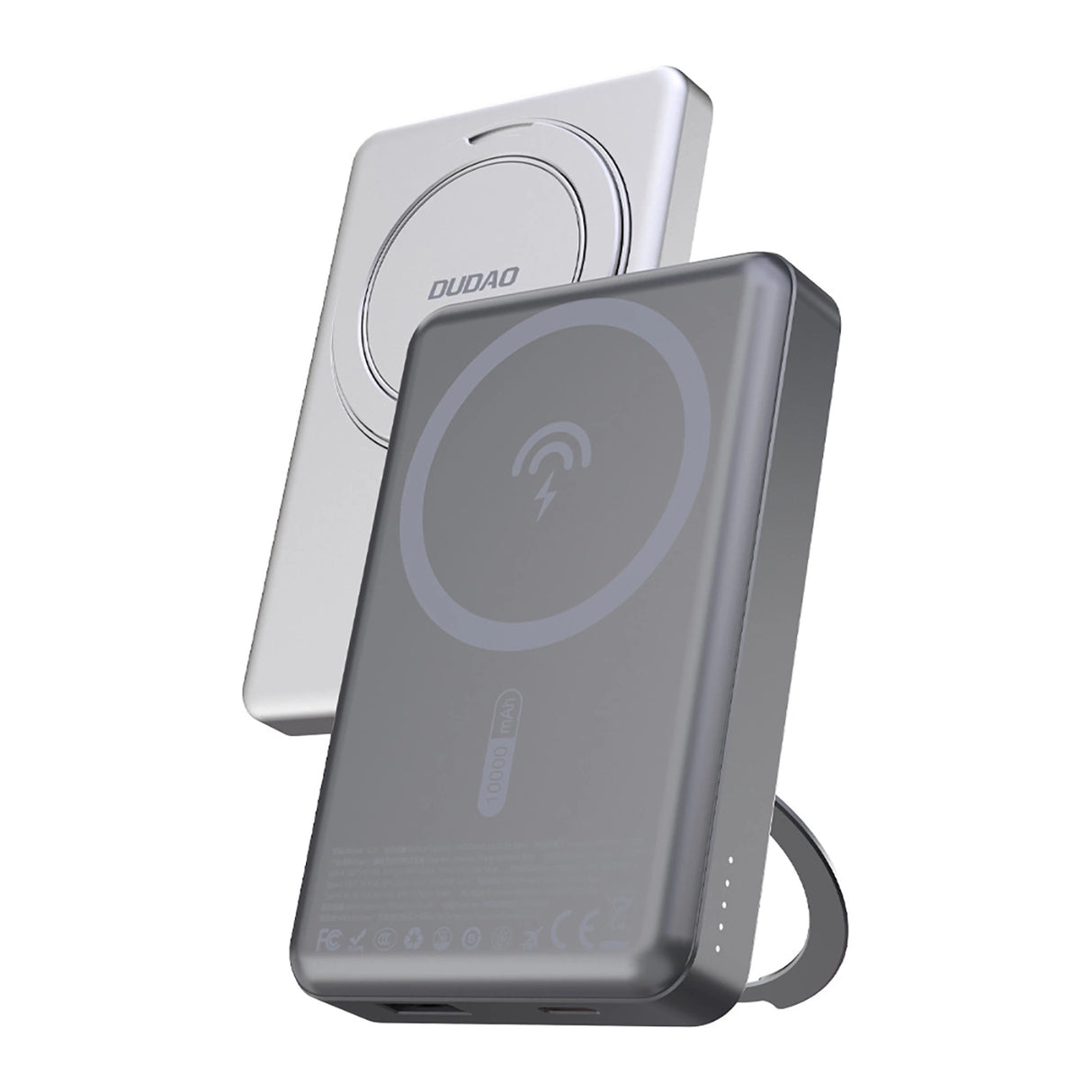 Dudao K28 10000mAh PD 22.5W MagSafe Powerbank med metalkasse og ringstand - Grå