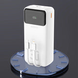 Dudao K15MAX 30000mAh PD 22.5W Powerbank med indbyggede kabler - hvid