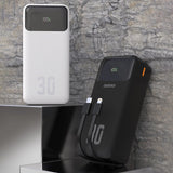Dudao K15MAX 30000mAh PD 22.5W Powerbank med indbyggede kabler - hvid