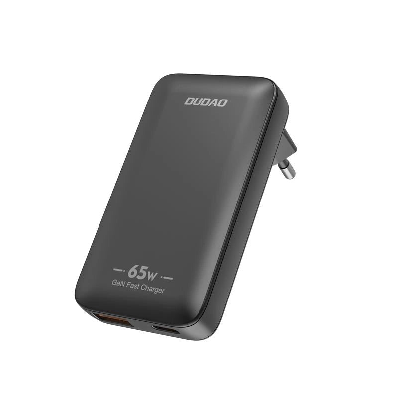 GaN Dudao A65Q 65W USB-A / USB-C PD Ultra-Thin Travel Wall Charger EU / USA - sort