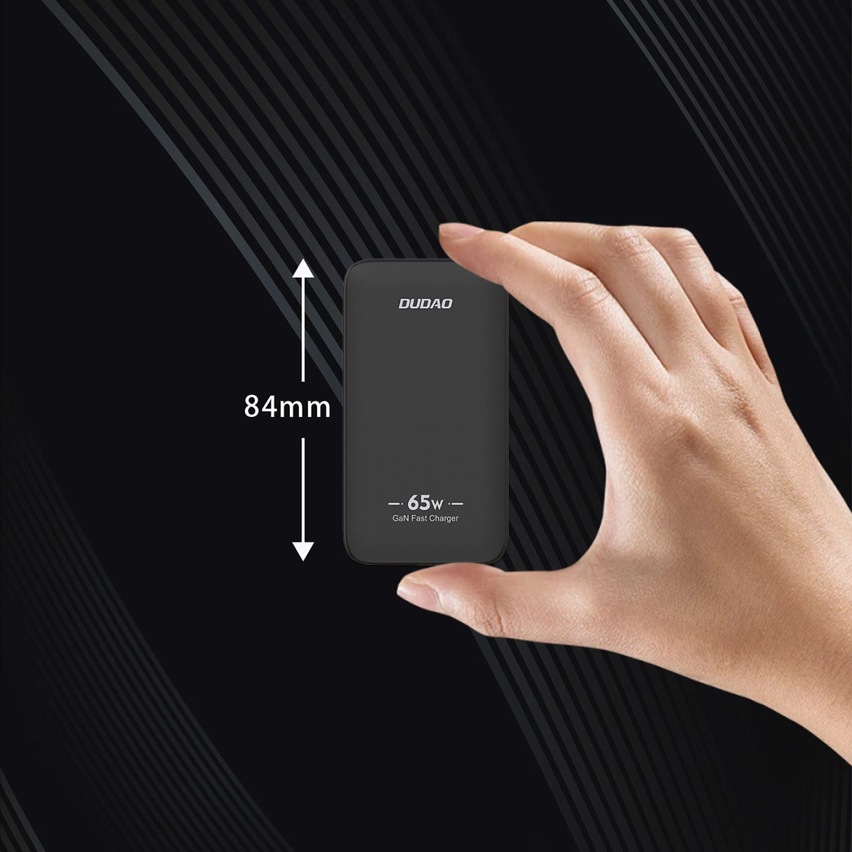 GaN Dudao A65Q 65W USB-A / USB-C PD Ultra-Thin Travel Wall Charger EU / USA - sort