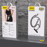 Dudao L20MAX 4in1 Kabel / Lanyard USB-A / USB-C / Lightning PD QC 65W 1,5m - sort