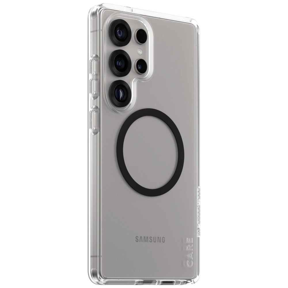 CARE af PanzerGlass Flagship Urban Combat Black QI Case til Samsung Galaxy S25 Ultra - Transparent