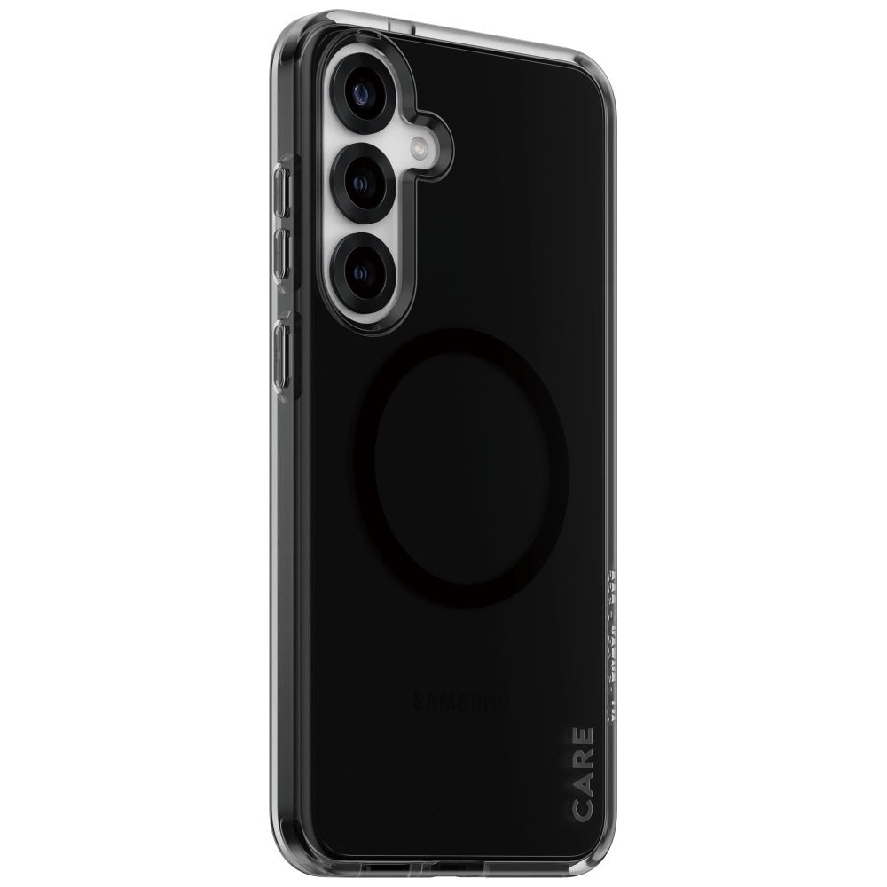CARE af PanzerGlass Flagship Urban Combat Black QI Case til Samsung Galaxy S25+ - Halvt gennemsigtig røg