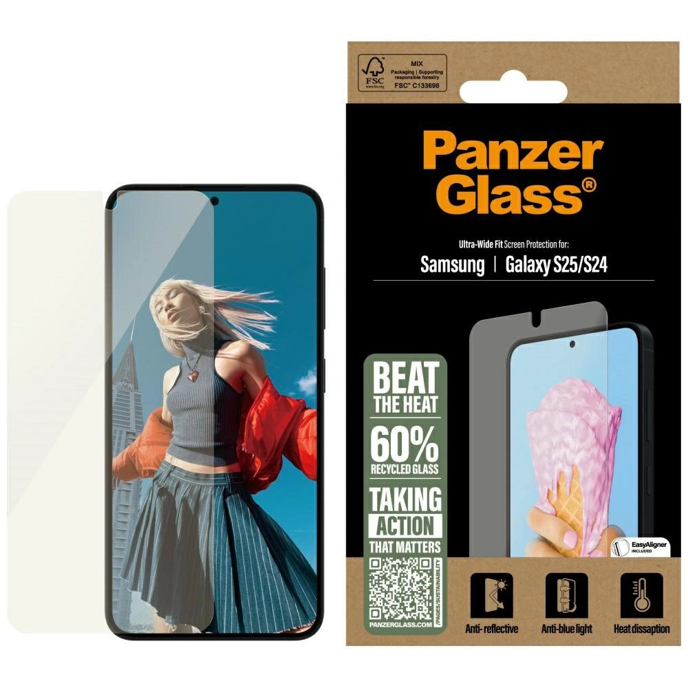 PanzerGlass All-in-One Ultra-Wide Fit tempereret glas til Samsung Galaxy S25