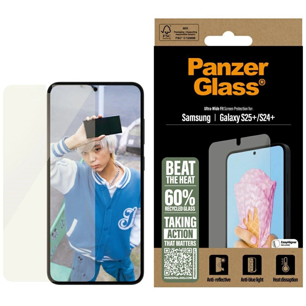 PanzerGlass All-in-One Ultra-Wide Fit tempereret glas til Samsung Galaxy S25+