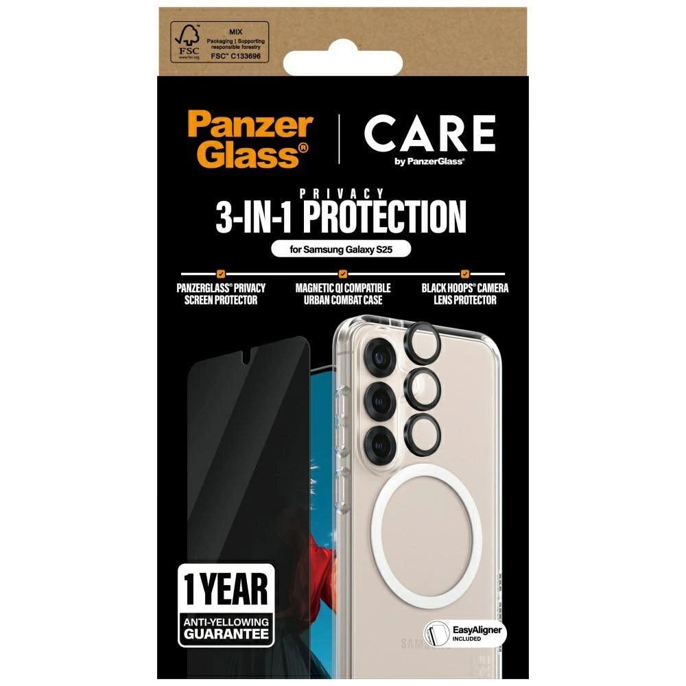 CARE af PanzerGlass Flagship 3in1 Case + Privacy Glass + Lens til Samsung Galaxy S25
