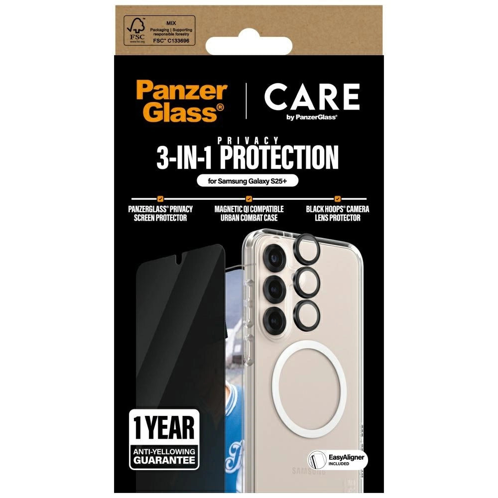 CARE af PanzerGlass Flagship 3in1 Case + Privacy Glass + Lens til Samsung Galaxy S25+