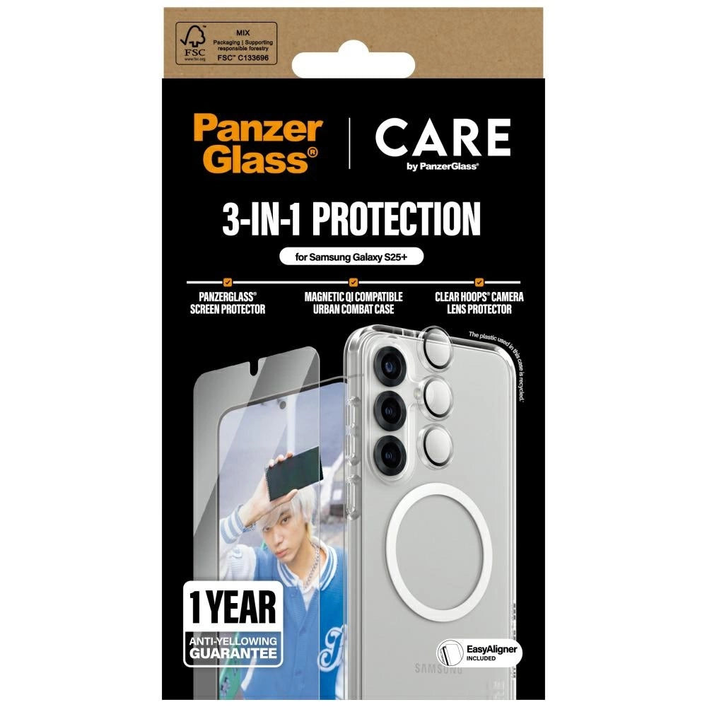CARE af PanzerGlass Flagship 3in1 Case + Glass + Lens Protective Kit til Samsung Galaxy S25+