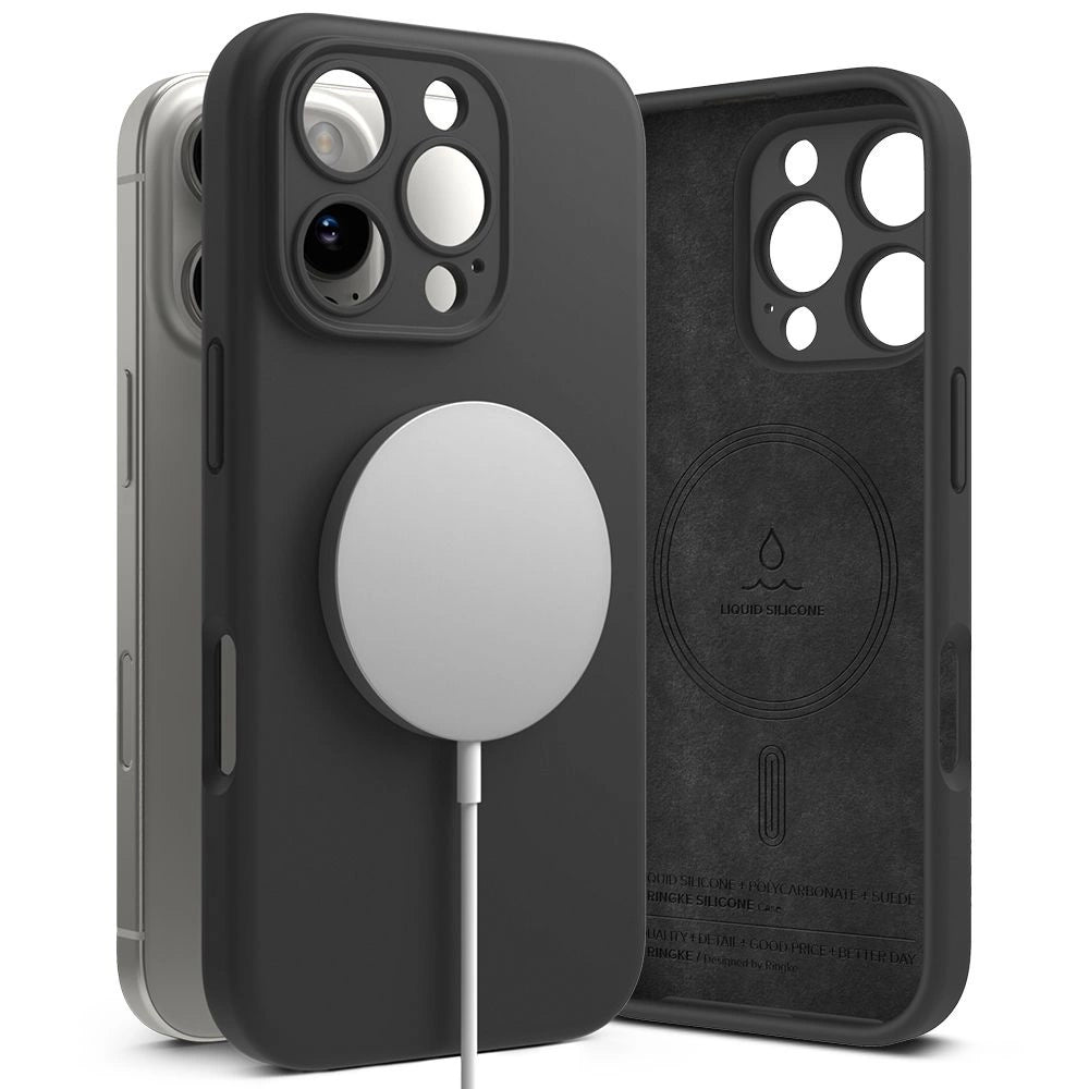 Ringke Silicone MagSafe Case til iPhone 16 Pro max - sort