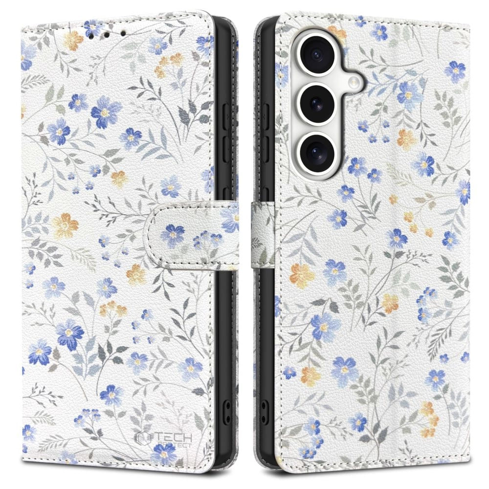 Tech-Protect Wallet Case til Samsung Galaxy S25 - Daisies med blade