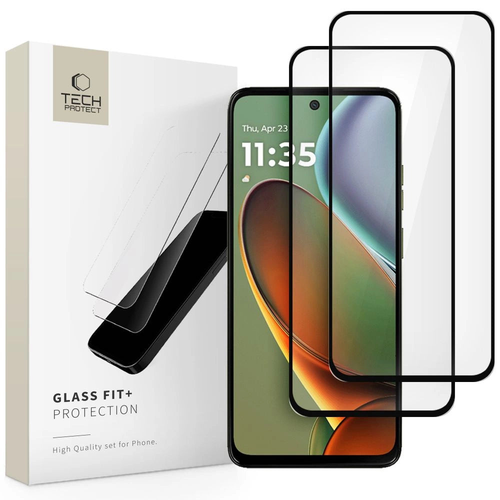 Tech-Protect Glass Fit+ 2-pakke af hærdet glas til Motorola Moto G15 / G15 Power / G05 / E15 - sort