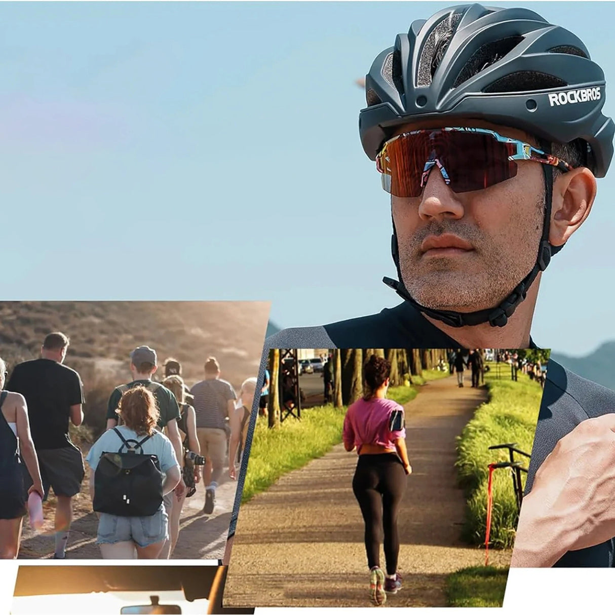 Rockbros fotokromiske cykelbriller med UV-beskyttelse og korrigerende indlæg - flerfarvet
