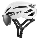 Rockbros cykelhjelm med visir, UV-beskyttelsesbriller, unisex, mat - hvid
