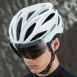 Rockbros cykelhjelm med visir, UV-beskyttelsesbriller, unisex, mat - hvid