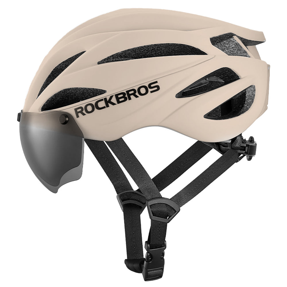 Rockbros cykelhjelm med visir, UV-beskyttelsesbriller, unisex - brun