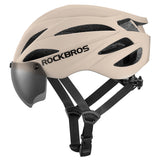 Rockbros cykelhjelm med visir, UV-beskyttelsesbriller, unisex - brun