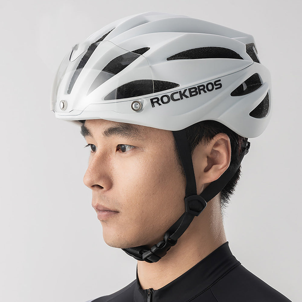 Rockbros cykelhjelm med visir, UV-beskyttelsesbriller, unisex - brun
