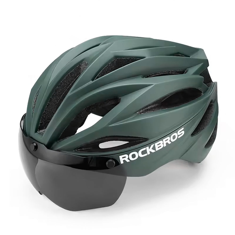 Rockbros cykelhjelm med visir, UV-beskyttelsesbriller, unisex - grønne