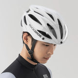Rockbros cykelhjelm med visir, aftagelige UV-briller, unisex, skinnende - hvid